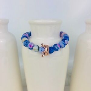 Womens Fire Agate Queen Purple Beaded Bracelet-908